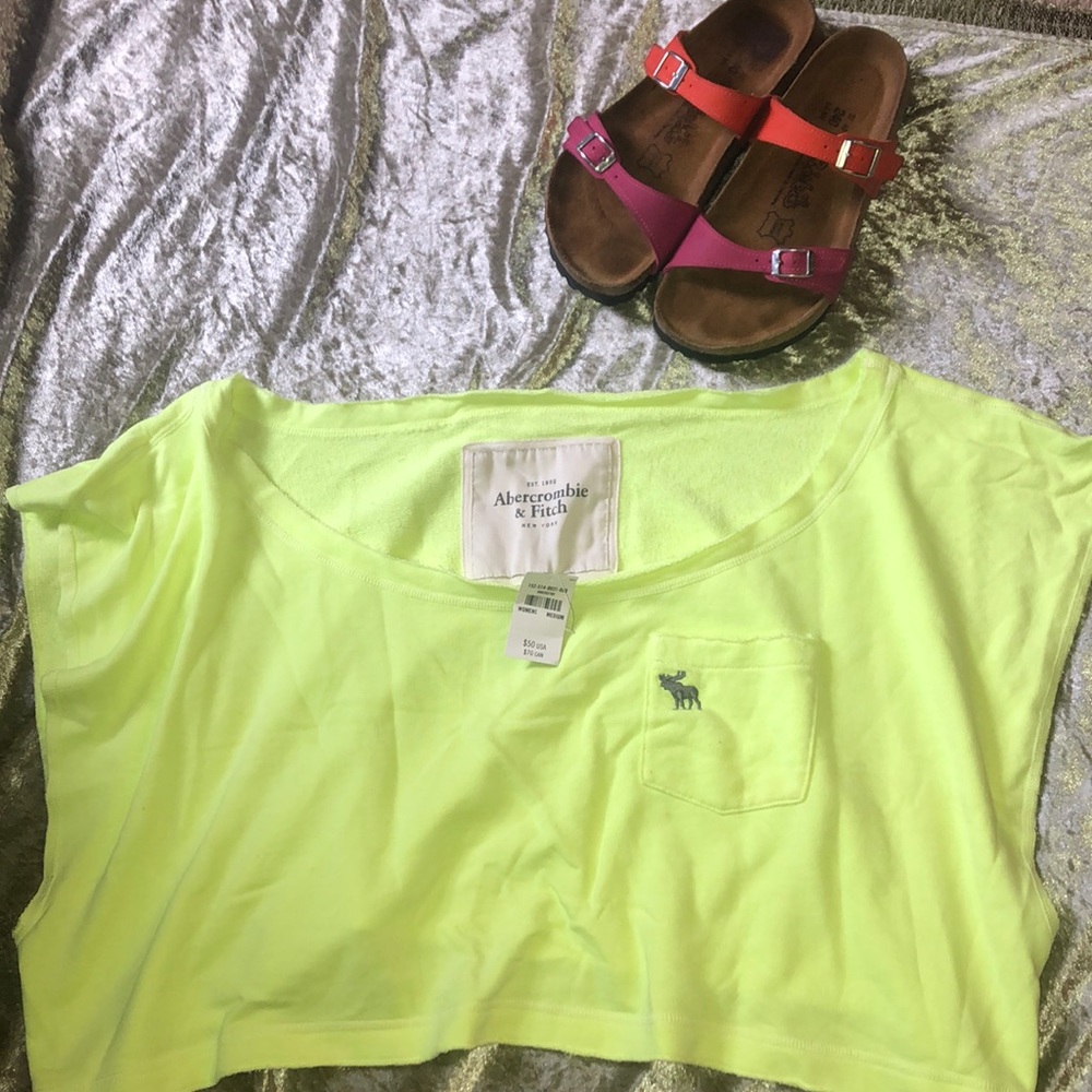 Abercrombie off the shoulder neon top